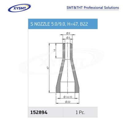 152894 S NOZZLE 5.0-9.0 H=47 B22 para Ersa pieza de repuesto de soldadora