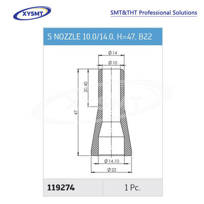 119274 S NOZZLE 10.0-14.0 H=47 B22 para Ersa Pieza de repuesto para soldadoras