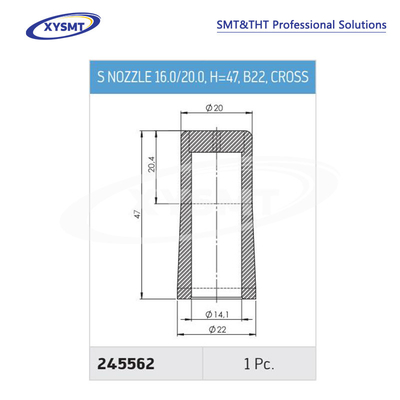 245562 S NOZZLE 16.0-20.0 H=47 B22 CROSS para la soldadora Ersa pieza de repuesto de la máquina