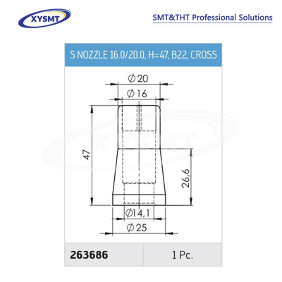 263686 S NOZZLE 16.0-20.0 H=47 B22 CROSS para la soldadora Ersa pieza de repuesto de la máquina