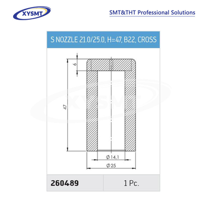 260489 S NOZZLE 21.0-25.0 H=47 B22 CROSS para la máquina de soldadura Ersa pieza de repuesto