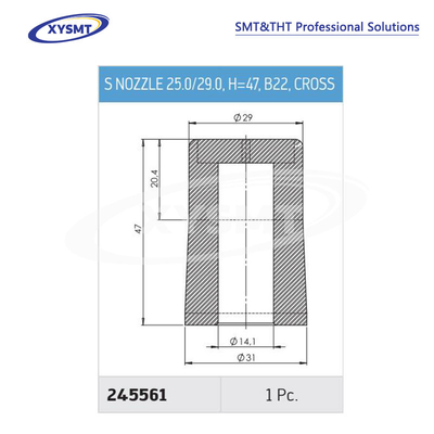 245561 S NOZZLE 25.0-29.0 H=47 B22 CROSS para la soldadora Ersa pieza de repuesto de la máquina