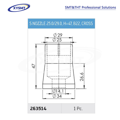 263514 S NOZZLE 25.0-29.0 H=47 B22 CROSS para la máquina de soldadura Ersa pieza de repuesto