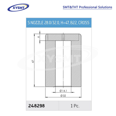 248298 S NOZZLE 28.0-32.0 H=47 B22 CROSS para la máquina de soldadura de Ersa pieza de repuesto