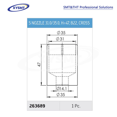 263689 S NOZZLE 31.0-35.0 H=47 B22 CROSS para la soldadora Ersa pieza de repuesto de la máquina
