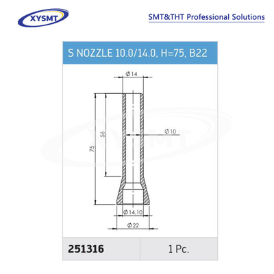 251316 S NOZZLE 10.0-14.0 H=75 B22 para pieza de repuesto de la máquina de soldadura Ersa