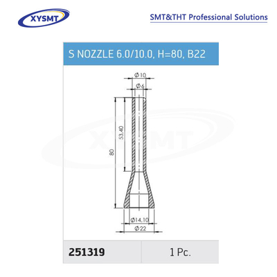 251319 S NOZZLE 6.0-10.0 H=80 B22 para Ersa pieza de repuesto de soldadora
