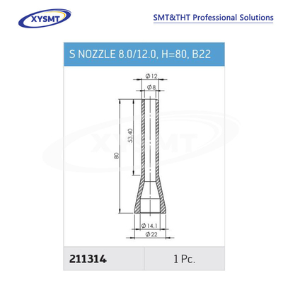 211314 S NOZZLE 8.0-12.0 H=80 B22 para Ersa pieza de repuesto de soldadora